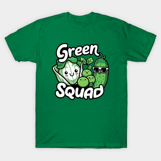 Cute Vegetables Green Squad T-Shirt by Montony